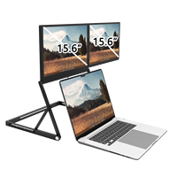Moniteur portable double OEM 15,6 pouces sans pilote, 1080P IPS, pliable, extension d'écran d'ordinateur portable Type-C avec haut-parleur intégré pour les professionnels