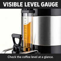 Service de buffet : Distributeur de café isotherme avec robinet extractible, support intégré et jauge de niveau transparente pour restaurant
