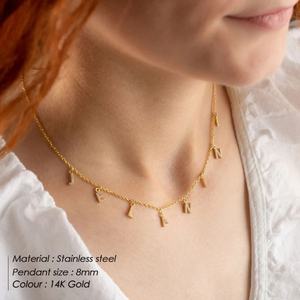 Collar Largo de Acero Inoxidable Hipoalergénico e Impermeable para Mujer, Chapado en Oro, Joyería Fina con Letra y Diamante, Collar con Nombre para Mujer - Product Image 3