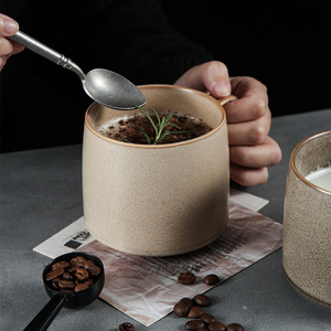 Cổ điển sinh thái thân thiện tùy chỉnh Cốc gốm phản ứng men cốc cà phê Retro sứ Mug <span class=keywords><strong>450ml</strong></span> 15 ounce với grip xử lý - Product Image 6