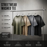 T-shirt en coton et polyester tricoté, style vintage, coupe oversize, effet éclaboussures d'encre, manches courtes, tendance, pour homme, style urbain