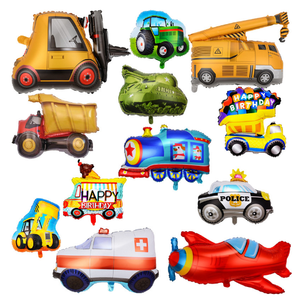1 ensemble de ballons en aluminium, transport de voitures, <span class=keywords><strong>film</strong></span>, dessin animé, camion de pompier, <span class=keywords><strong>ambulance</strong></span>, tracteur, véhicule d'ingénierie, ballon d'anniversaire - Product Image 1
