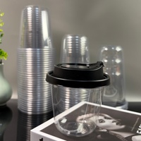Gobelets en plastique PET/PP fins de 12oz/14oz/16oz/18oz/20oz/24oz avec impression de logo personnalisé, pour boissons froides, avec couvercle et paille, prix usine