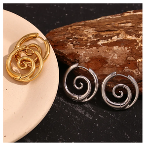 925 Sterling Silver Geometric Hollow Round Spiral Stud <b>Earrings</b> for Girls Women <b>Christmas</b> Gifts Straight From Indian Suppliers - Product Image 1