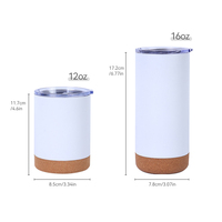 Base en liège blanc de qualité supérieure Double paroi en acier inoxydable gobelet de voyage écologique tasse isolée sous vide avec cuillère tasses à café