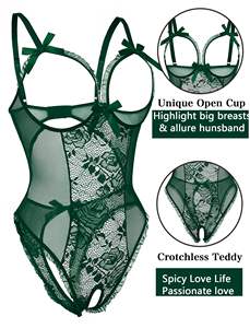 <span class=keywords><strong>Femmes</strong></span> chaudes poitrine ouverte femme body Teddy chaud érotique Sexy dentelle Lingerie - Product Image 4