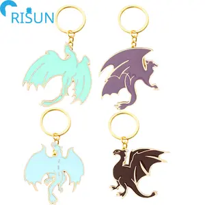 Wholesale Cute Colorful Little Flying Dragon Keychain Custom Logo Spreading Wings Flying Keychains Animal Keyring Key