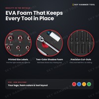 Jeu d'outils mécaniques 149 pièces, clé dynamométrique, jeu de douilles à chocs 1/4 3/8 1/2, CR-V, 3 plateaux en mousse EVA pour armoire à outils, réparation automobile