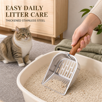 Pelle à litière pour chat en acier inoxydable, pratique, à manche long et épais, à fentes fines, pour la séparation des grumeaux et le nettoyage quotidien de la maison