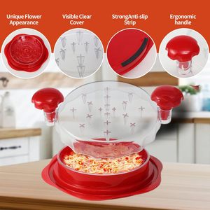 ชามหั่นเนื้อไก่ทรงกลมพร้อมแผ่นรองฐานกันลื่นและเครื่องมือประเภทส้อมฝาใสสำหรับใช้ในครัวบ้าน - Product Image 2