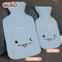 Warm Hot Water Bottle with Soft Plush Fur Hot Water Bag for Neck Shoulder Pain and Hand Feet Warmer