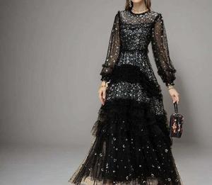 <span class=keywords><strong>Abito</strong></span> Lungo da Cerimonia XXXXL per Donna, Vestito da Sera con Paillettes <span class=keywords><strong>Rosa</strong></span> e Rosse, <span class=keywords><strong>Motivi</strong></span> Floreali in Pizzo, Chiusura a Zip e Volant - Product Image 5