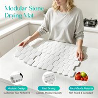 Tapis de séchage en diatomite combinable, base en caoutchouc antidérapante, tapis absorbant rapidement l'eau pour évier, comptoir et salle de bain