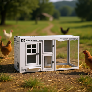 Poulailler DB pour petits animaux avec enclos de course pour l'élevage de volailles, en bois, utilisation intérieure et extérieure - Product Image 2