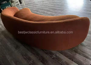 Canapé modulaire incurvé en tissu <span class=keywords><strong>orange</strong></span> moderne, rembourrage en peluche, sectionnel pour salon contemporain, design <span class=keywords><strong>scandinave</strong></span>, utilisation hôtelière - Product Image 4