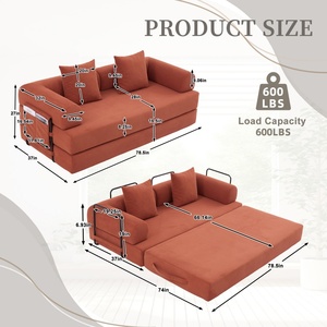 Canapé moderne de luxe personnalisé pour espace de détente, deux places, en velours côtelé, avec structure métallique robuste, pliable et compressible, pour salon - Product Image 6