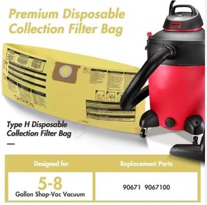 Bolsa <span class=keywords><strong>de</strong></span> papel con filtro HEPA, bolsa <span class=keywords><strong>de</strong></span> polvo para aspiradora, Kits para tienda <span class=keywords><strong>Vac</strong></span>, 5-8 galones, CV9067100, tipo H 9067100, batería/plástico eléctrico - Product Image 5