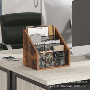 Wooden Magazine Book Organizer 3 Layers <b>Desktop</b> Document Holder Office Storage <b>Shelf</b> - Product Image 5