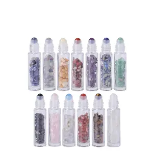 OEM Natural Crystal jade glass roll on bottles for essential oil perfume cosmetics packaging roller glass vial