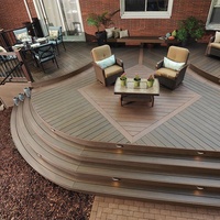 Vente flash : planches de terrasse en composite WPC imperméables, surface profondément embossée, pour piscine, utilisation extérieure, terrasse en bois-plastique