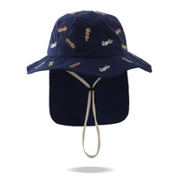 Chapeau de soleil pour bébé 46-52cm, style coréen fin printemps-été, grand bord brodé, protection du cou, unisexe