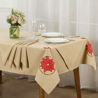 Ensemble de nappe de table carrée moderne brodée YOBAI 7 pièces 100% polyester, 6 serviettes lavables tendance, taille personnalisée CN