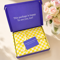 Boîte d'expédition personnalisée ondulée violette de qualité supérieure avec papier de soie pour présentation et approvisionnement en gros pour coffrets cadeaux