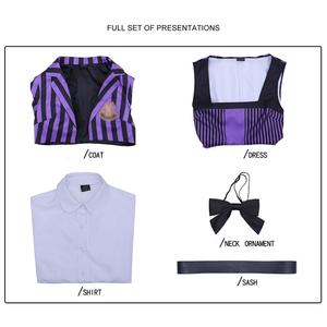 Costume de cosplay de <span class=keywords><strong>la</strong></span> saison 2 de Hot Wednesday, jeu de rôle d'Halloween, drame américain, <span class=keywords><strong>famille</strong></span> <span class=keywords><strong>Addams</strong></span>, jupe d'uniforme scolaire à rayures violettes Yinde - Product Image 6