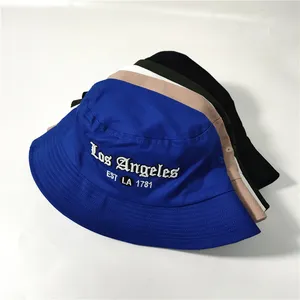 Design Cotton Own Logo Sky Navy Blue Reversible Golf Cheap Bucket Hats Postman Double Sided 3D Custom Embroidered Bucket Hat