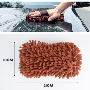 Microfibre Chenille Gommage Gant De Voiture Doux Main Serviette De Voiture Verre Soins Nettoyage Lavage Éponge Pad Bloc De Base De Lavage De Voiture Fournitures - Product Image 4