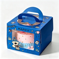 Boîte à pâtisserie personnalisée avec logo imprimé, emballage pour desserts, boîte à gâteau d'anniversaire avec fenêtre transparente en PET, poignée portable, emballage cadeau pour les fêtes
