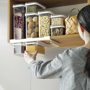 Airtight Storage Jars Rectangle <b>Plastic</b> Lid 0.9L 2.4L 3.4L Food Storage Container <b>Kitchen</b> Snacks Grains - Product Image 1