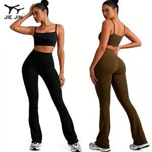 जिजिजिन अनुकूलित नरम उच्च कमर सांस लेने योग्य त्वरित शुष्क खेल फोले लेगिंग 2 टुकड़ा सेट - Product Image 1