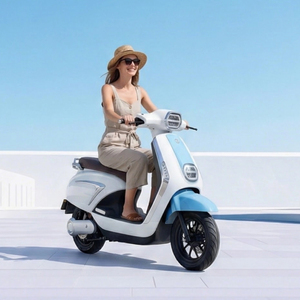 Motocicleta Eléctrica Emk 2000w Vintage Azul-Blanco, Scooter de Calle 72v 70km/h con Frenos de Disco Dobles y Carga Rápida Emc10axli - Product Image 6