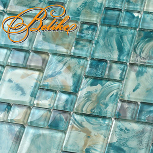 Carrelage en mosaïque de verre coloré, couverture murale, motif esthétique, piscine somptueuse, décor d'eau, Style exquis - Product Image 4