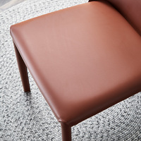 Chaise de salle à manger en cuir, siège avec dossier, de luxe léger, style italien et minimaliste, style nordique et décontracté,