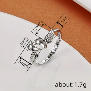 <span class=keywords><strong>Anillo</strong></span> de Mamá Ángel, Oro y Cobre, Elegante, Grabado con Huellas de Bebé, Corazón Romántico, Anillos Abiertos de Doble Capa para Mujer, Fiesta, Día de la Madre - Product Image 6