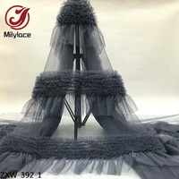 Robe de princesse en maille, Textile 3D plissé en gaze douce, Tulle froissé, tissu en filet de dentelle, pour filles, jupe à plusieurs niveaux
