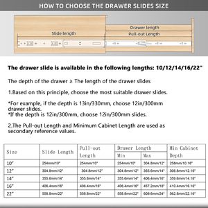 Corredera telescópica de cajón de 35 mm con extensión total de 3 pliegues, cierre suave, rodamientos de bolas, acero laminado en frío, carga de 21-50 kg, para gabinetes de cocina - Product Image 2