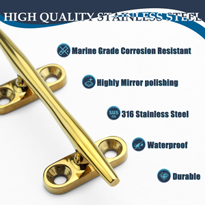 AMBITION Taquet de bateau en acier inoxydable 316 Base ouverte 4 "argent/or pour bateau, quai, kayaks, décoration nautique et meubles - Product Image 4