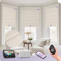 Persianas Romanas Motorizadas, Opacas, a Medida, Anti-UV, Inalámbricas, con Control Remoto, Integradas, para Ventanas