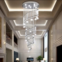 Mode Moderne Double Escalier En Spirale Salon Cristal Goutte Éclairage Carré Led Lustre