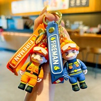 Porte-clés en caoutchouc personnalisé, figurine de dessin animé (police routière, pompier, ours), pendentif pour sac ou voiture, pour machine à griffes, petit cadeau, vente en gros