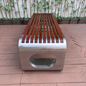 Urban Furniture Langlebige Edelstahl Camping Patio Bank Holz Massivholz Garten bank ohne Rückenlehne für Park Villa - Product Image 2