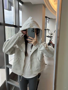 Giacca Sportiva Casual da <span class=keywords><strong>Donna</strong></span> L-u-l-u Scuba per Autunno e Inverno, <span class=keywords><strong>Felpa</strong></span> con <span class=keywords><strong>Cappuccio</strong></span> in Velluto con Zip e Fodera, Top Stampato per Yoga - Product Image 5