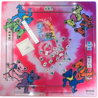 Grateful Dead X Bespoke Mahjong - Jeu de Mahjong américain en acrylique rose tie-dye nacré gravé, 160 tuiles de Mahjong pour les fêtes