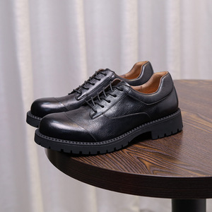 2026 New Product Soft-soled Soft-surface Men's Leather All-Purpose Retro Trendy Thick-Tread Business Lace-up <b>Shoes</b> - Product Image 4