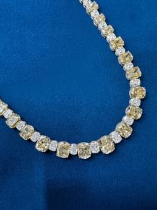 Chaîne de tennis en argent sterling 925 avec diamant Moissanite jaune et incolore de style célébrité la plus vendue disponible au prix d'usine - Product Image 3