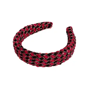 Fascia per capelli a tema <span class=keywords><strong>Halloween</strong></span> e Natale, con fiocco a cuore marrone a quadri, colore unico, per trucco, alla moda, all'ingrosso - Product Image 1