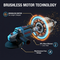 Meuleuse d'angle sans fil FIXTEC professionnelle sans balais 20V 100mm/115mm/125mm/180mm/230mm à vitesse variable